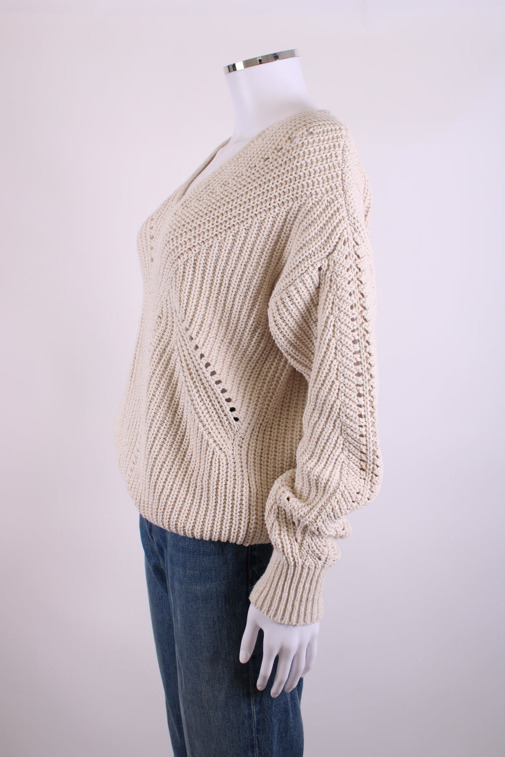 Repeat L/S Open Knit Jumper Beige 8