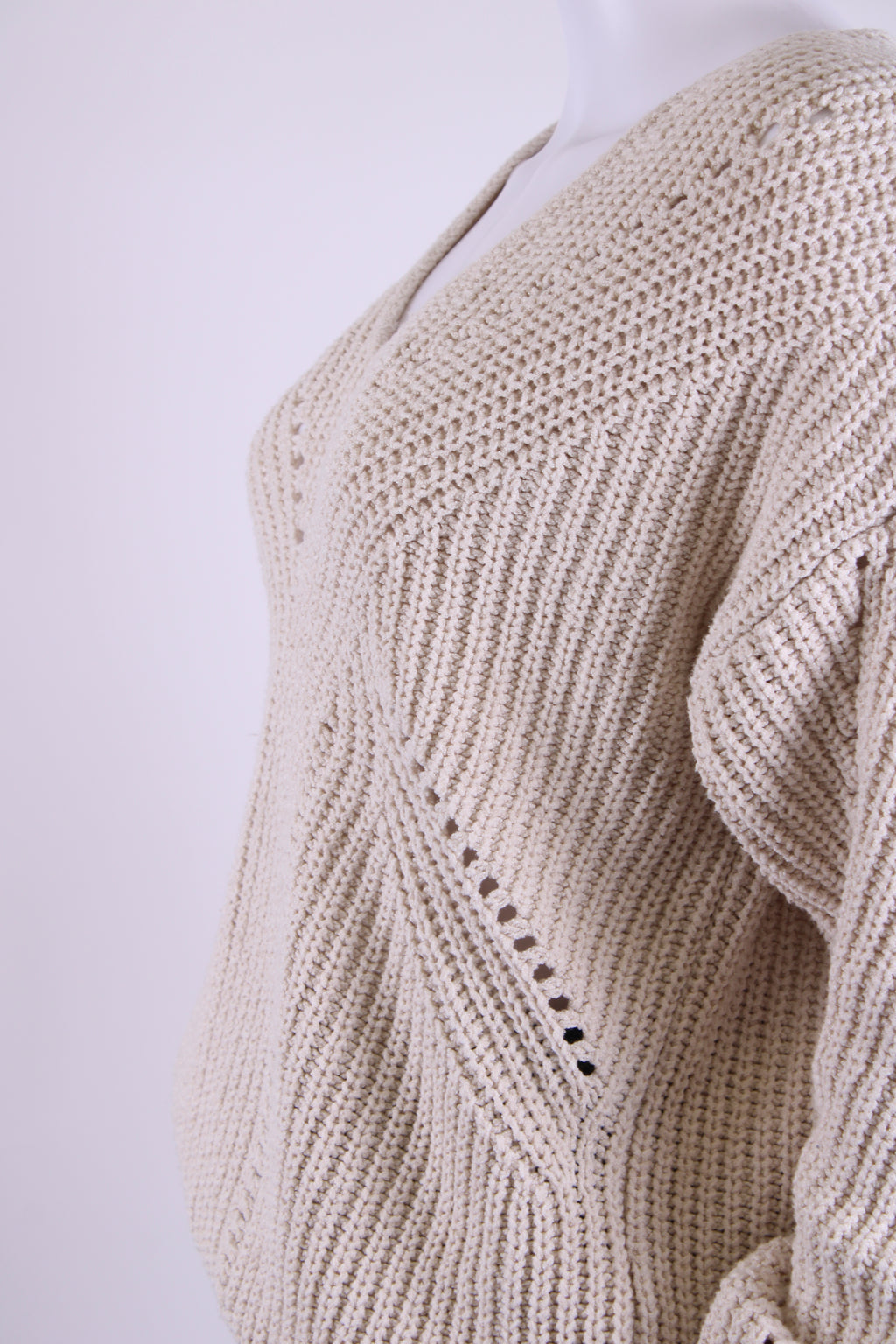 Repeat L/S Open Knit Jumper Beige 8