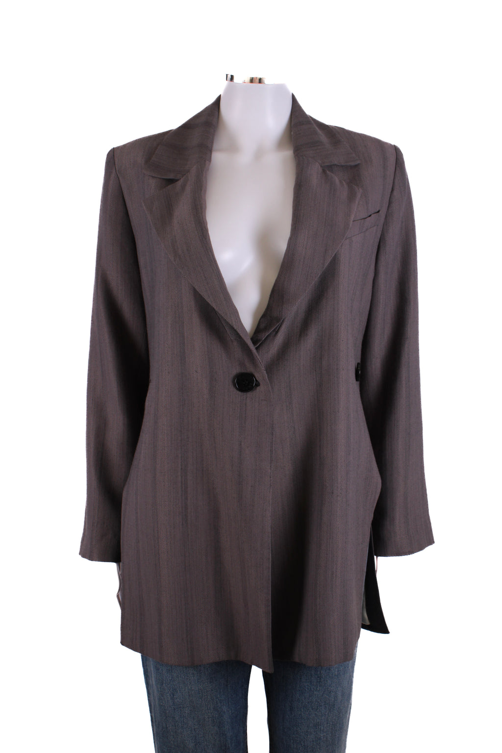 Ganni High Side Slit Blazer Grey 6