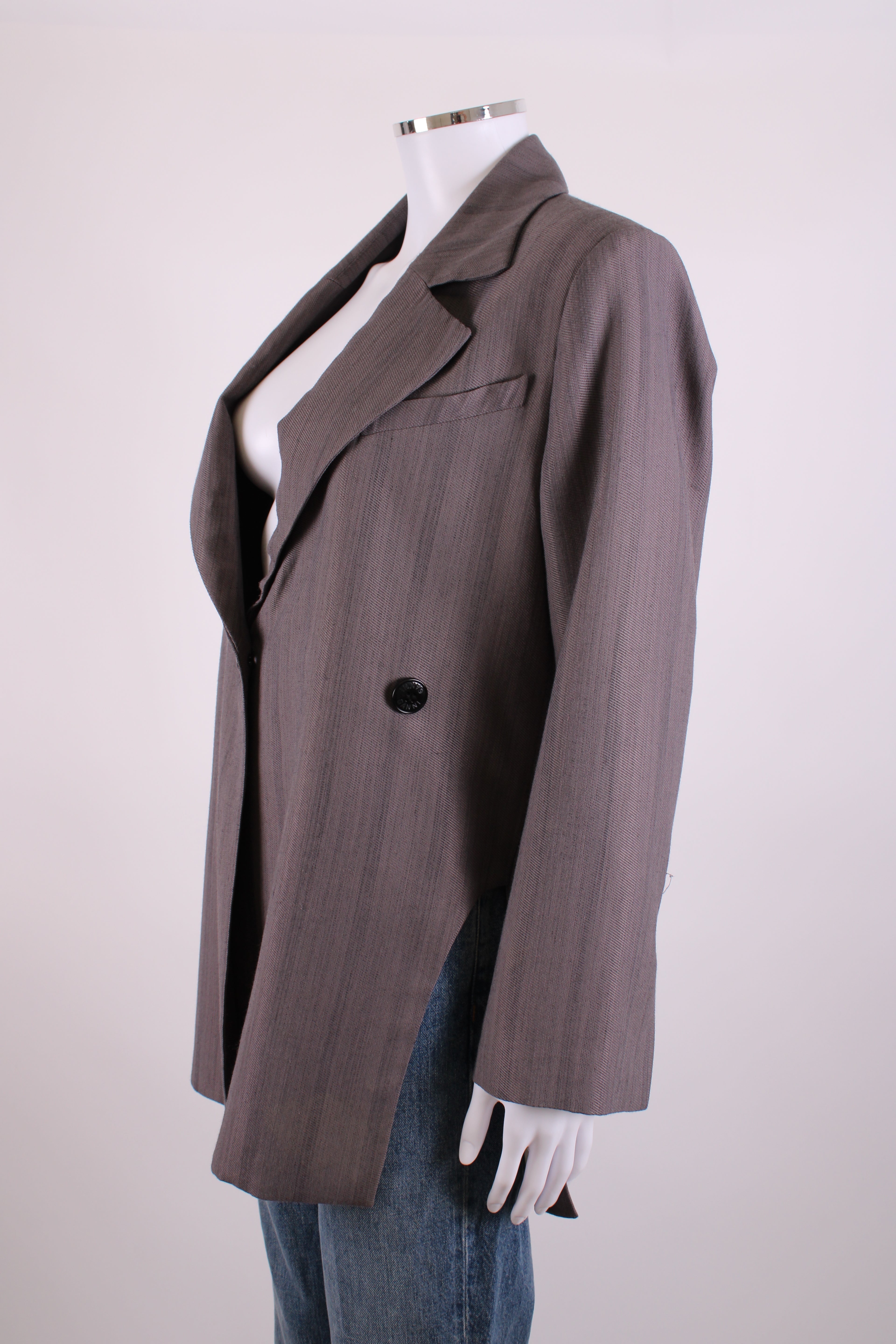 Ganni High Side Slit Blazer Grey 6