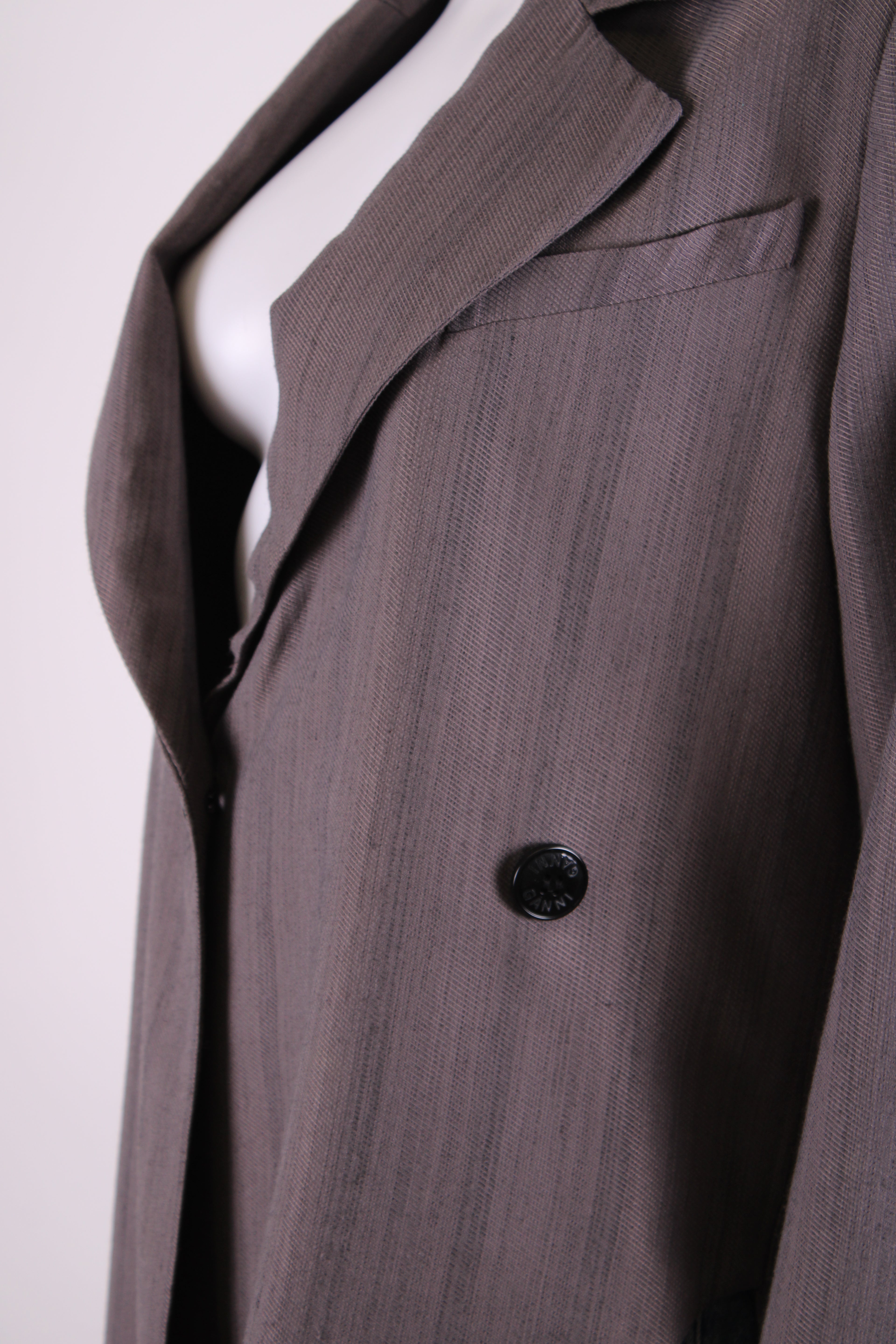Ganni High Side Slit Blazer Grey 6