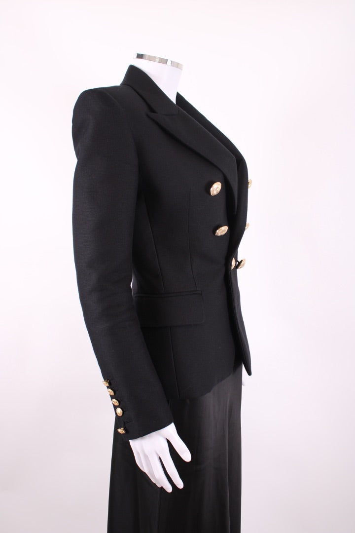 Balmain Gold Button Blazer Black 10
