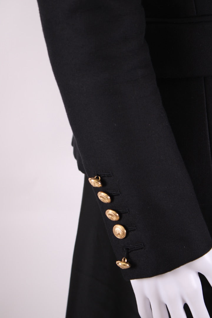 Balmain Gold Button Blazer Black 10