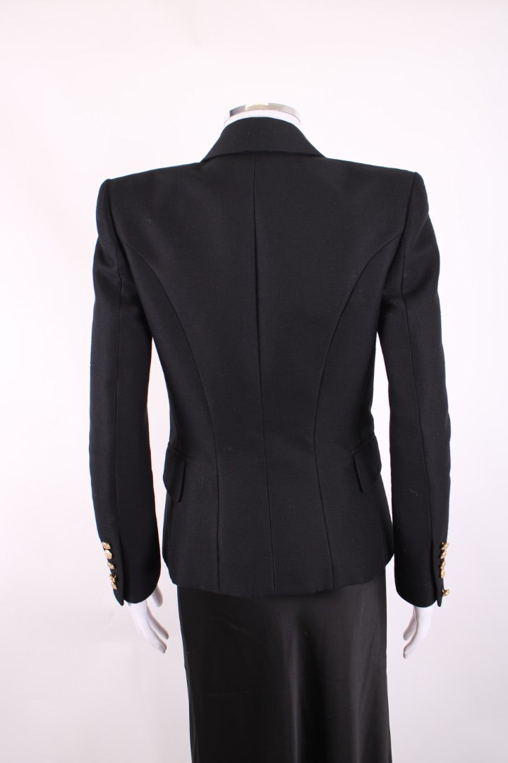 Balmain Gold Button Blazer Black 10