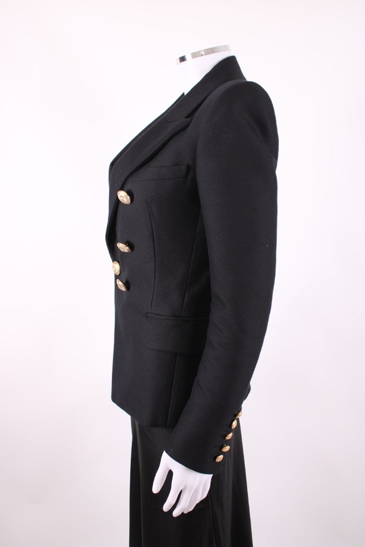 Balmain Gold Button Blazer Black 10