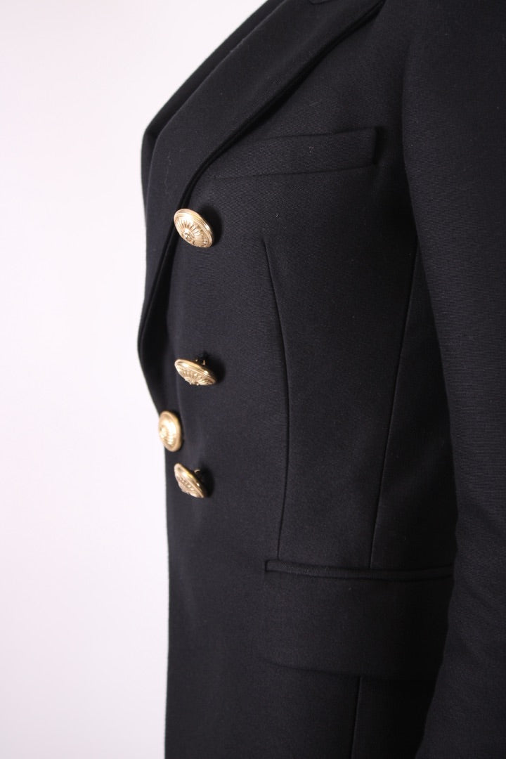 Balmain Gold Button Blazer Black 10