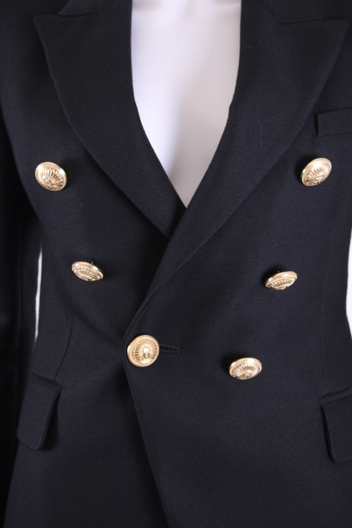 Balmain Gold Button Blazer Black 10