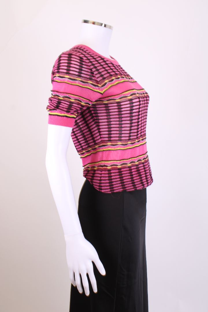 M Missoni S/S Knit Top Pink/ Black S