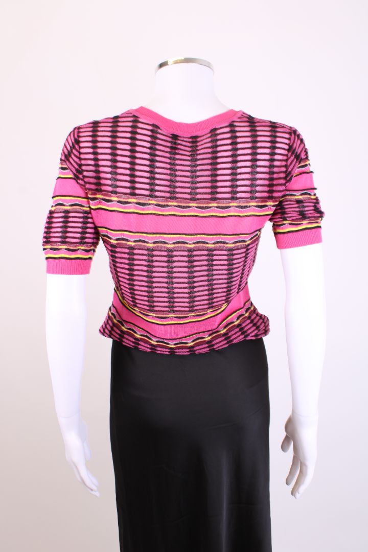 M Missoni S/S Knit Top Pink/ Black S