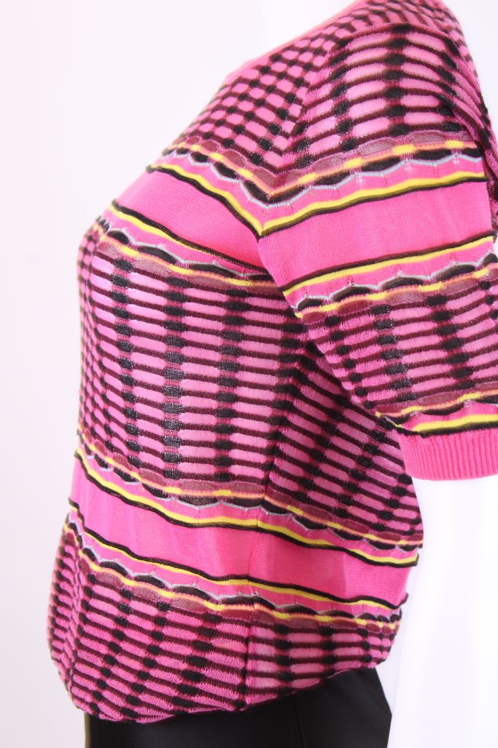 M Missoni S/S Knit Top Pink/ Black S