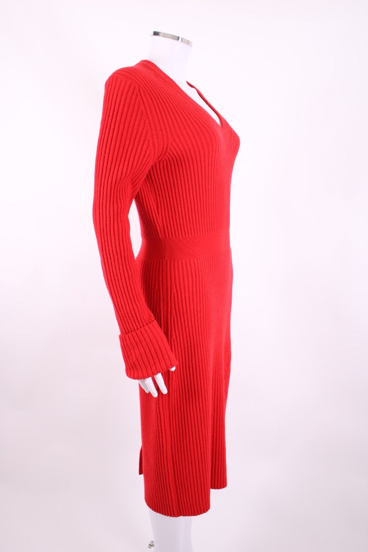 Fendi L/S Rib Knit Jumper Dress Red