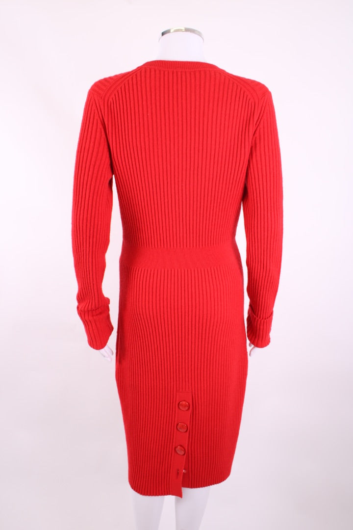 Fendi L/S Rib Knit Jumper Dress Red