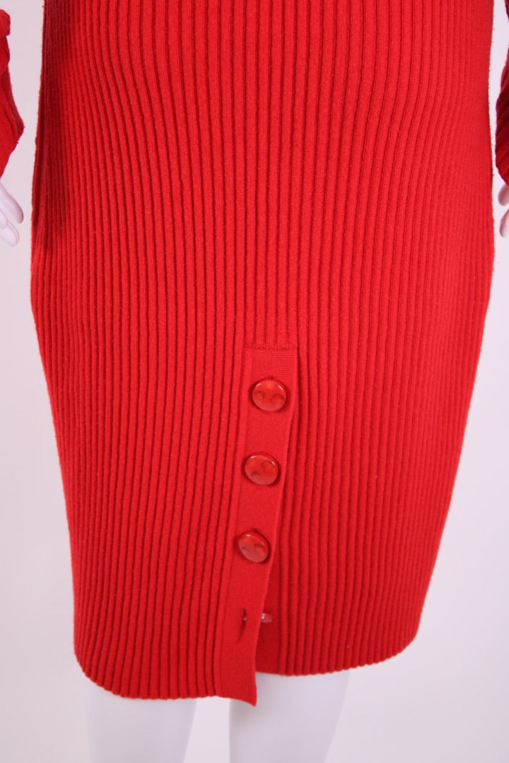 Fendi L/S Rib Knit Jumper Dress Red