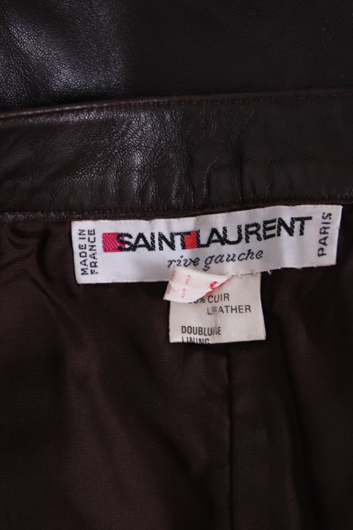 Yves Saint Laurent Rive Gauche Leather Skirt Brown 8
