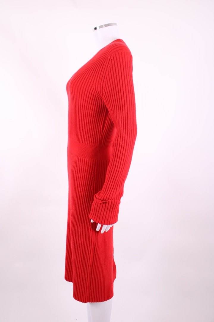 Fendi L/S Rib Knit Jumper Dress Red