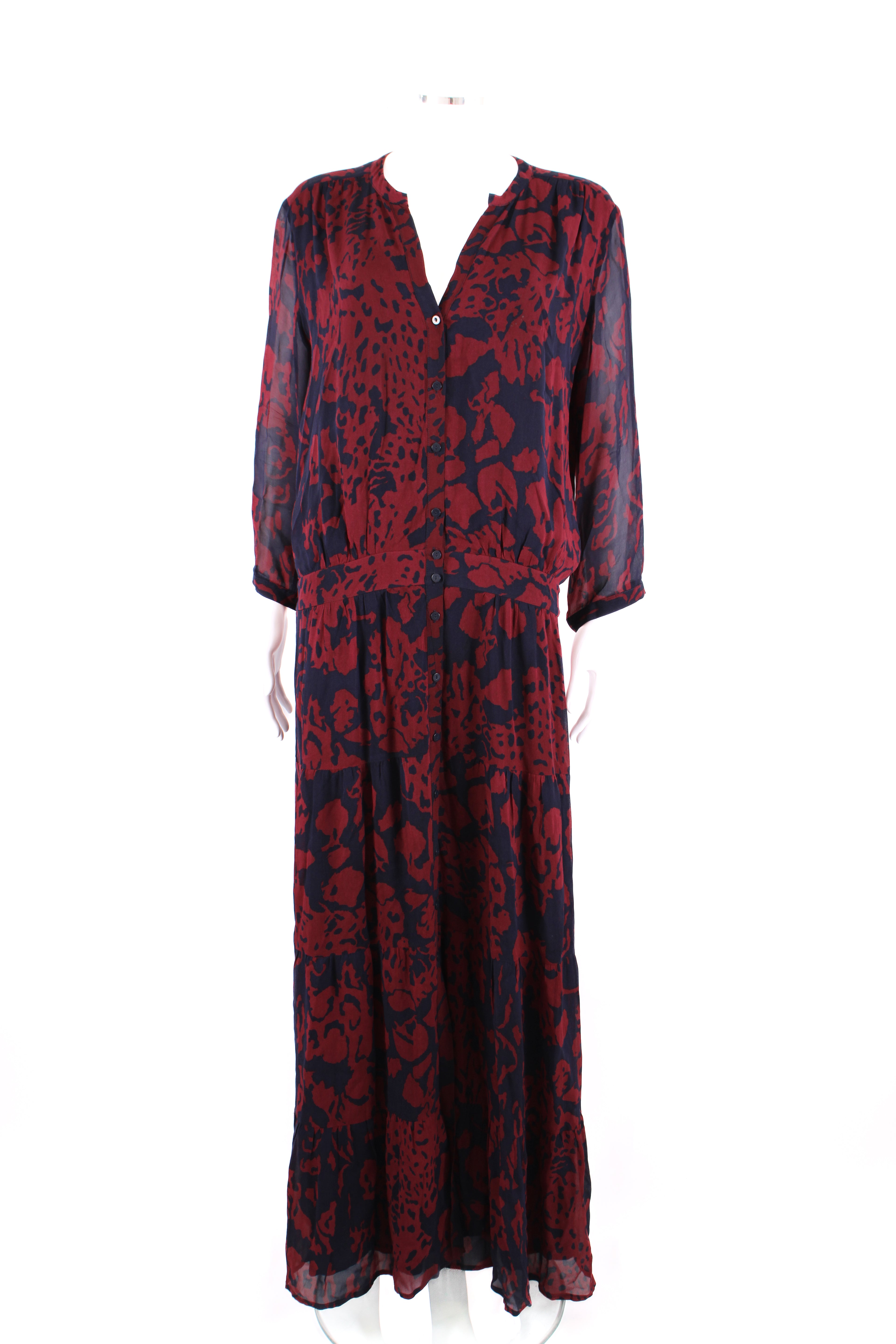 BA&SH Blake Maxi Dress Burgundy & Navy L