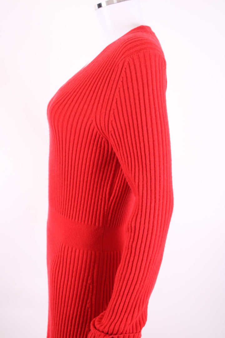 Fendi L/S Rib Knit Jumper Dress Red