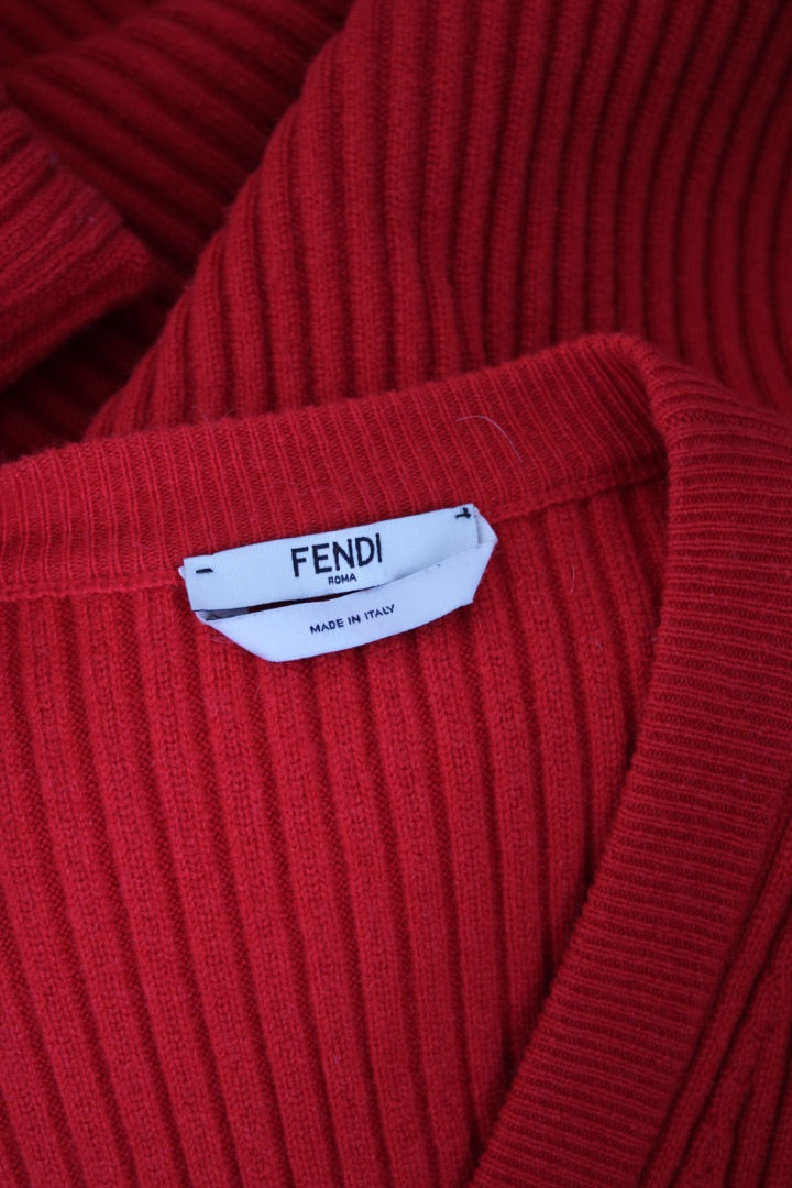 Fendi L/S Rib Knit Jumper Dress Red