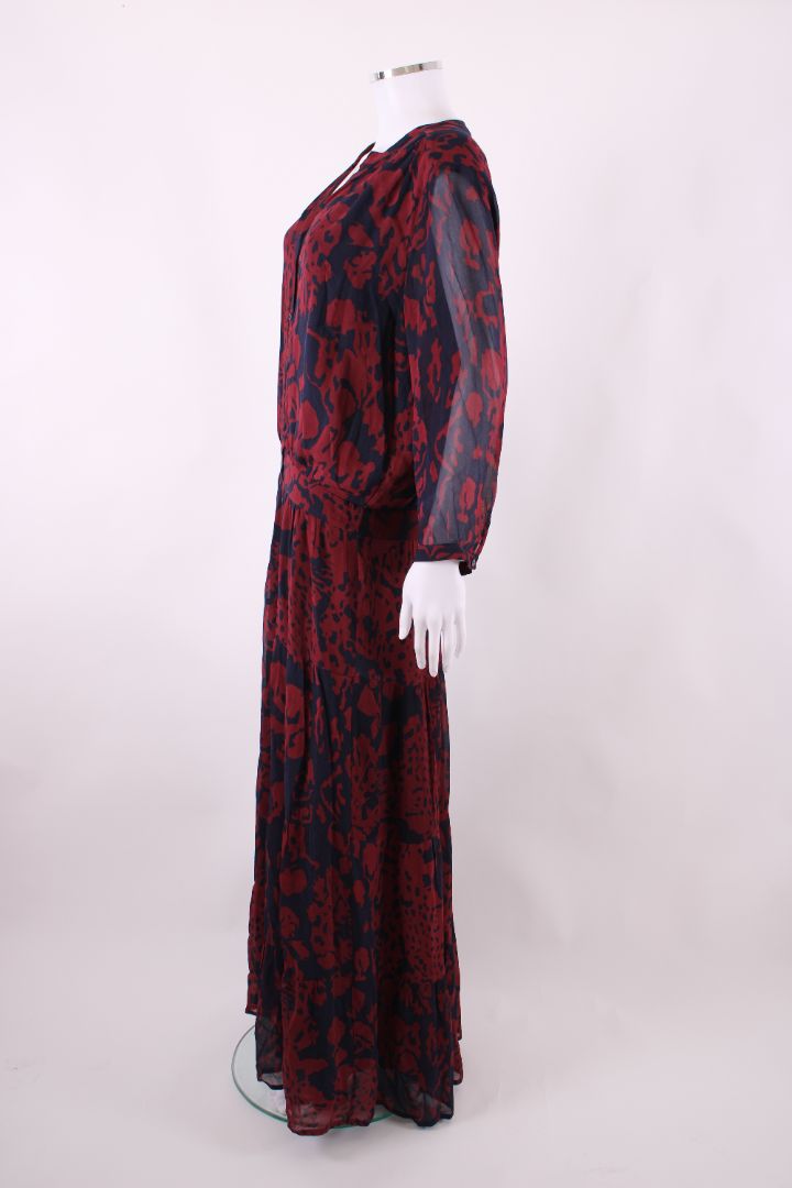 BA&SH Blake Maxi Dress Burgundy & Navy L