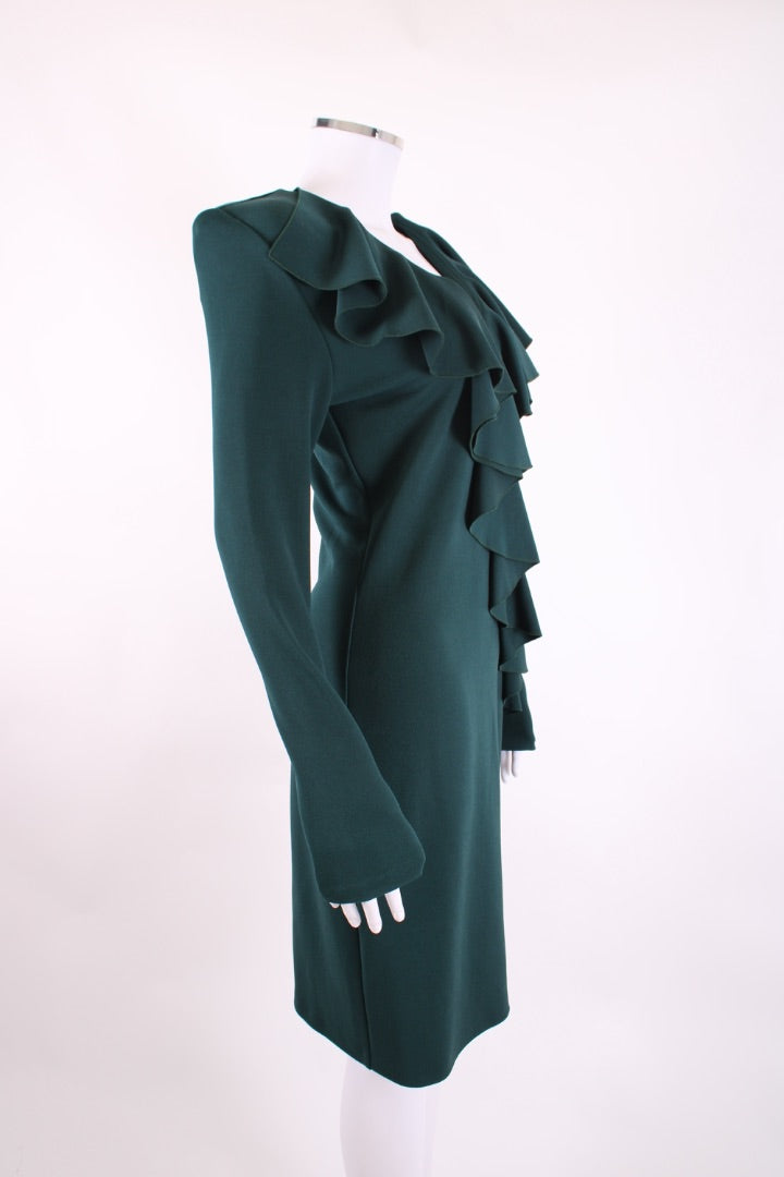Balmain L/S Ruffle Front Dress Green 12