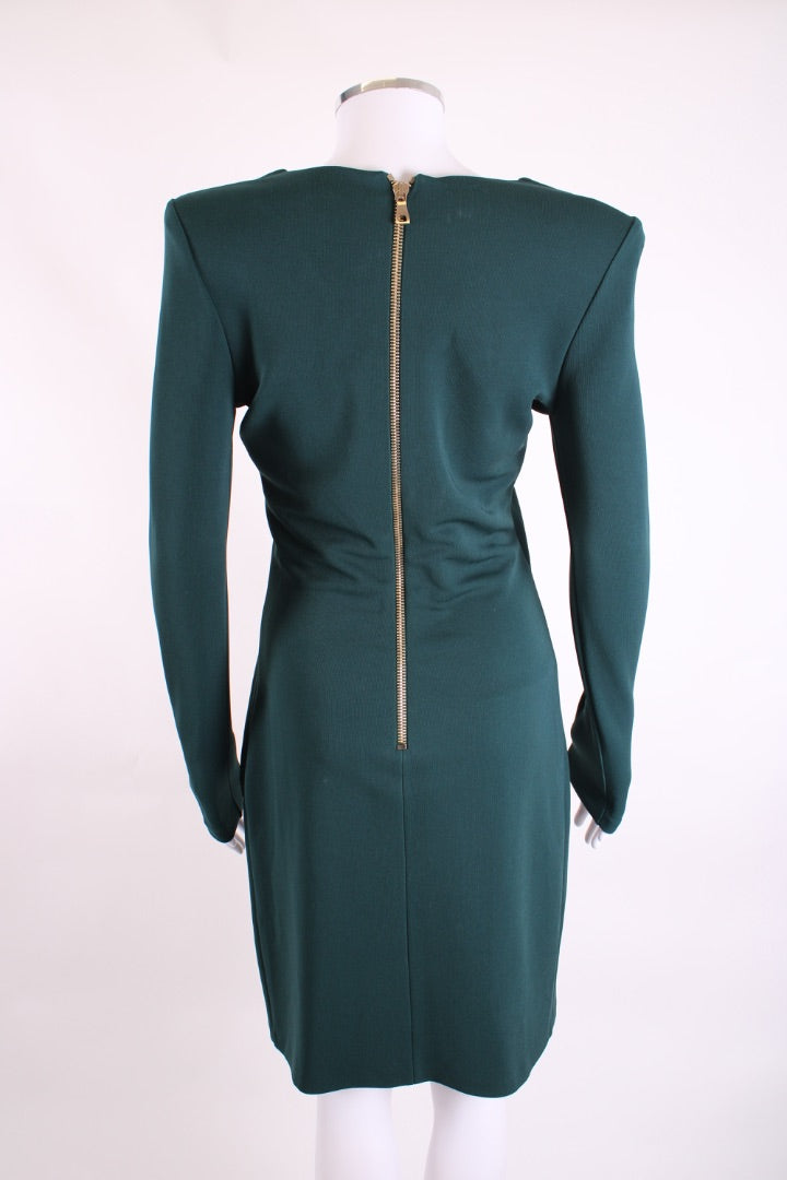 Balmain L/S Ruffle Front Dress Green 12