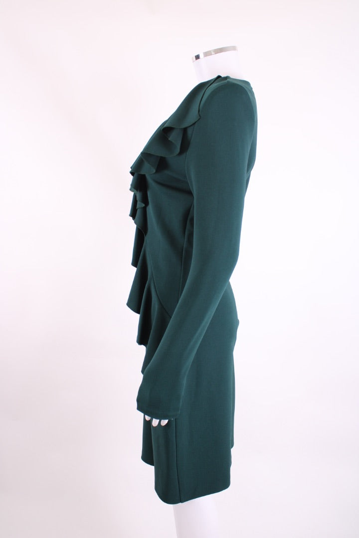 Balmain L/S Ruffle Front Dress Green 12