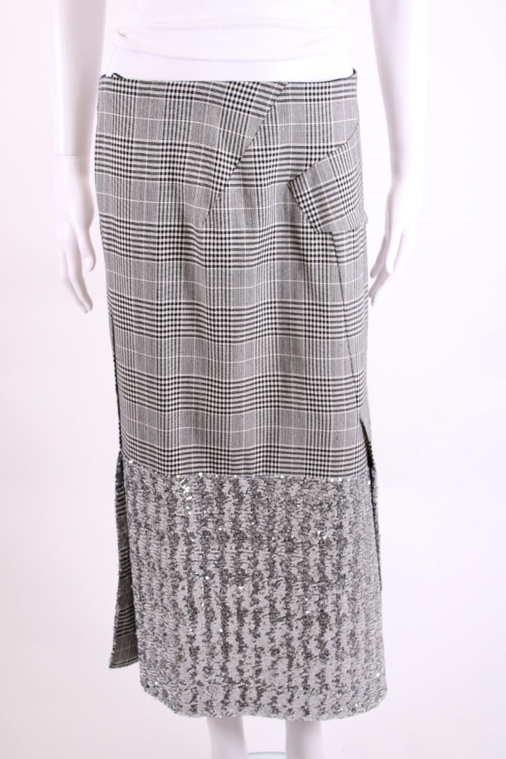 Roland Mouret Check Sequin Skirt Black/ White M