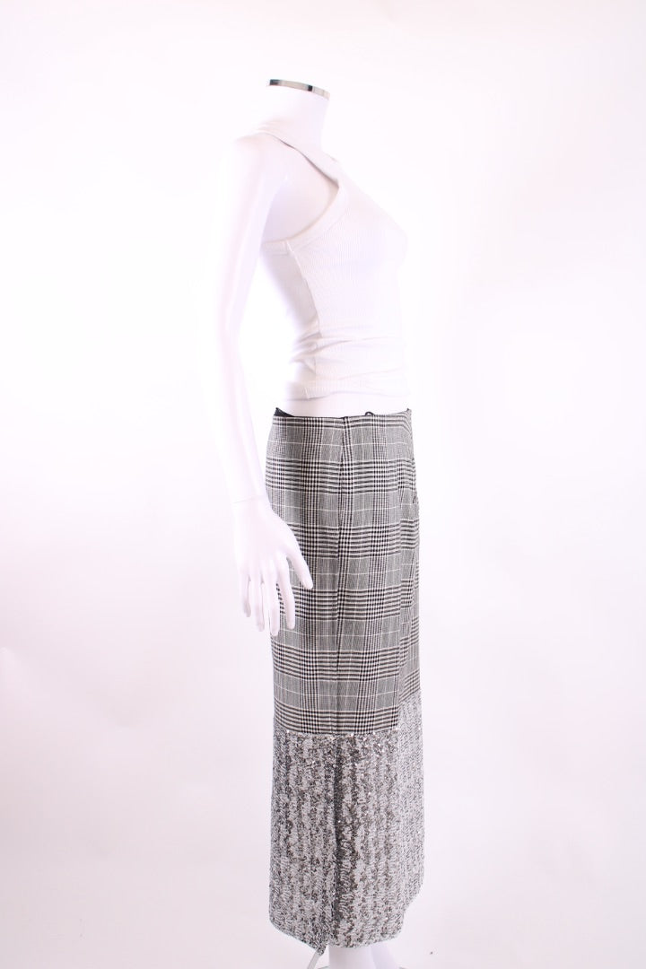 Roland Mouret Check Sequin Skirt Black/ White M
