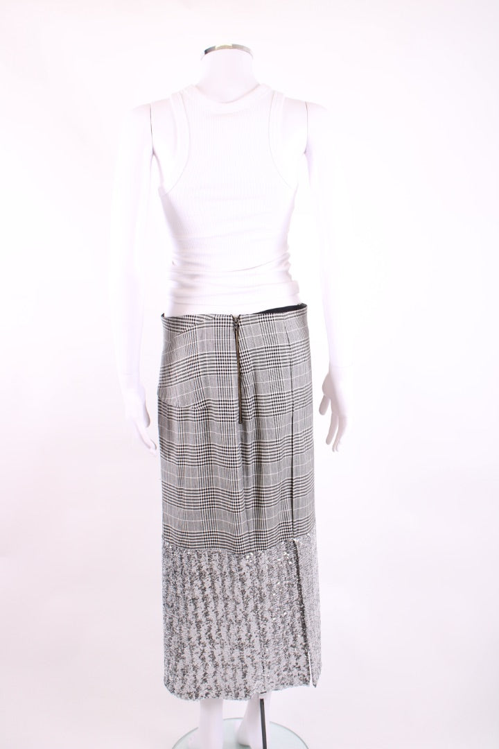 Roland Mouret Check Sequin Skirt Black/ White M