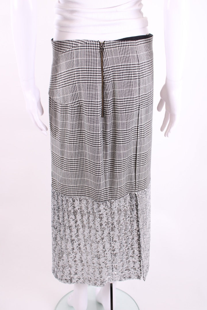 Roland Mouret Check Sequin Skirt Black/ White M
