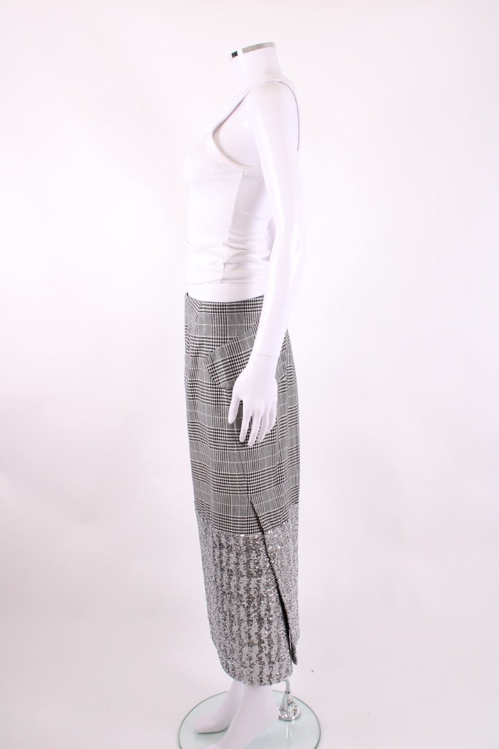 Roland Mouret Check Sequin Skirt Black/ White M