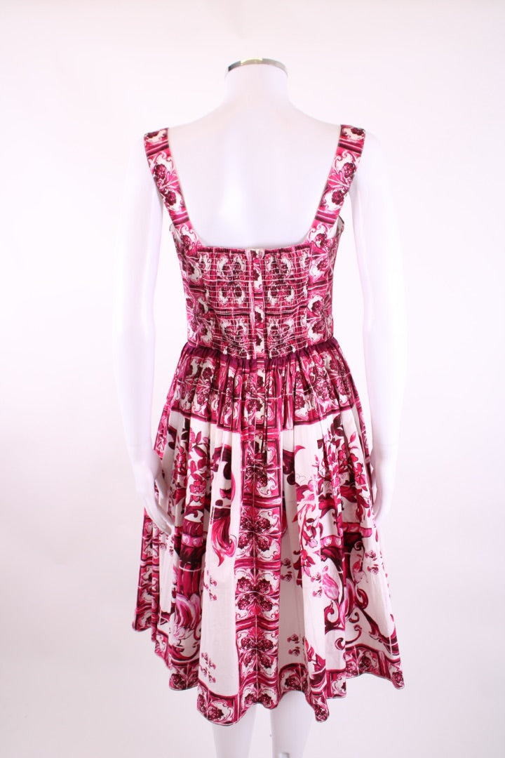 Dolce & Gabbana Majolica Print Dress Pink/ White IT42