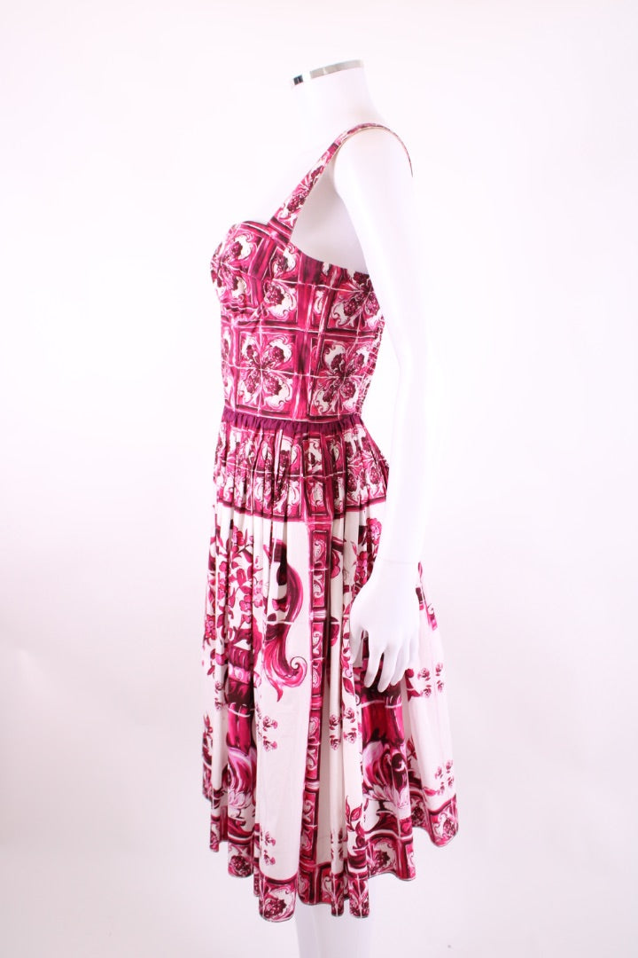 Dolce & Gabbana Majolica Print Dress Pink/ White IT42