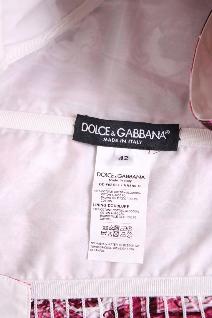 Dolce & Gabbana Majolica Print Dress Pink/ White IT42