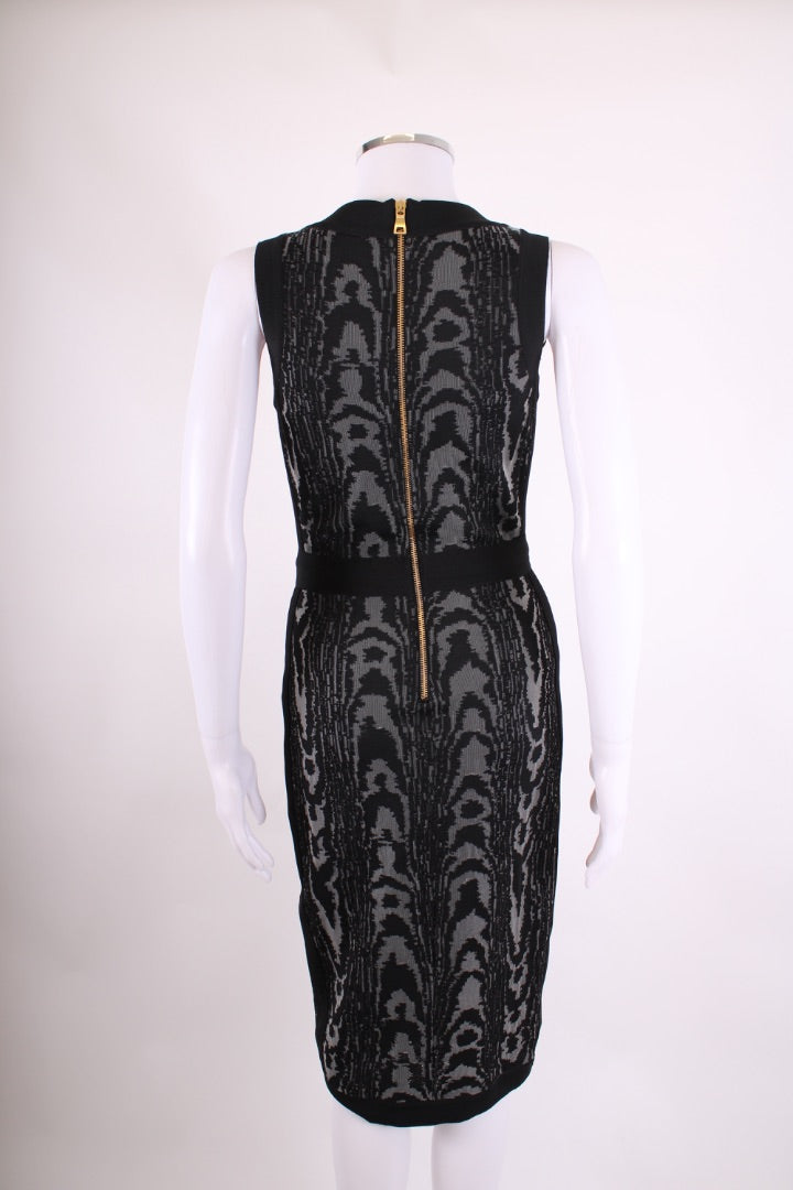 Balmain Bandage Leopard Dress Grey/ Black 10