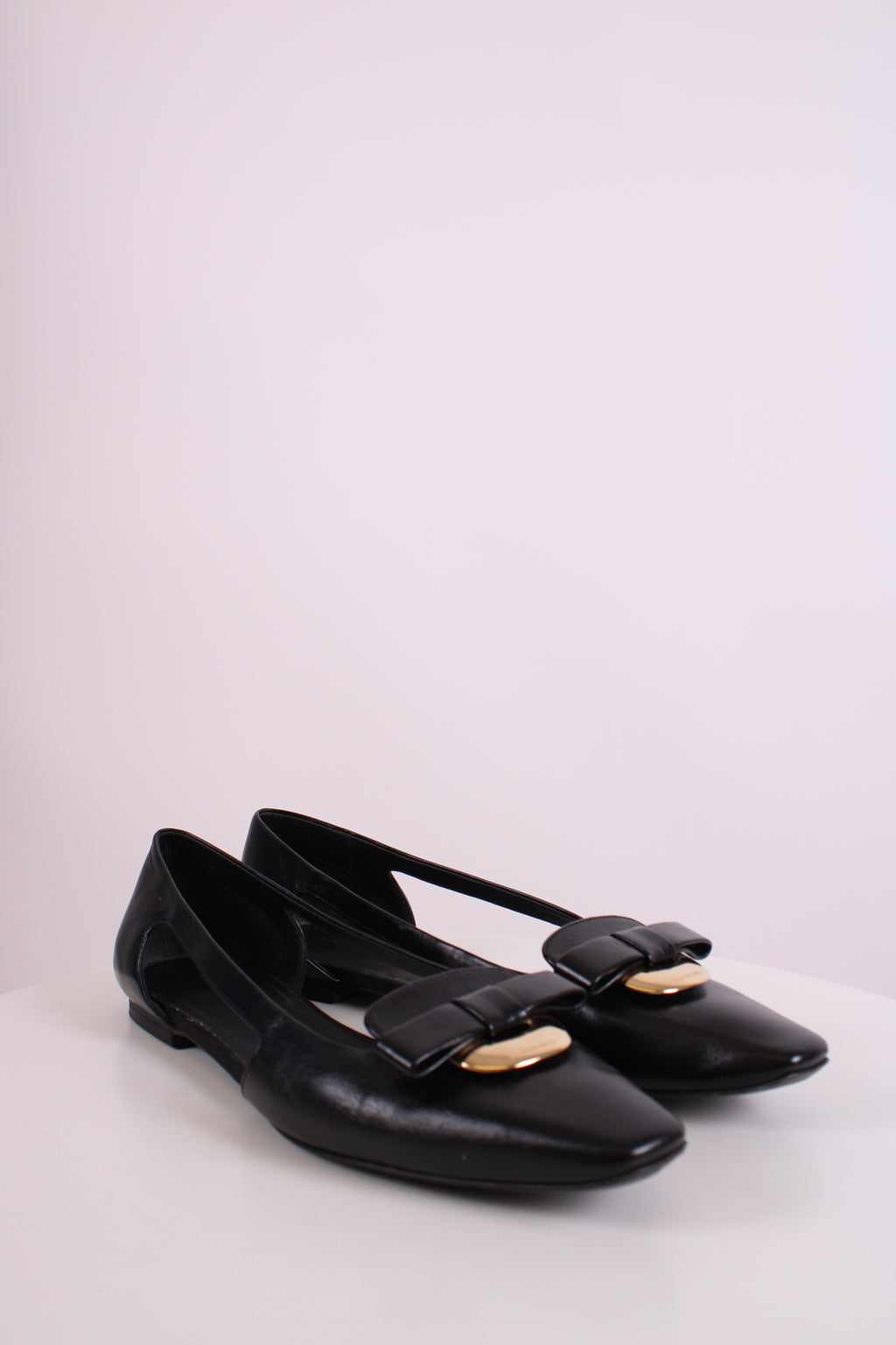 Ferragamo Cut Out Bow Flats Black 4