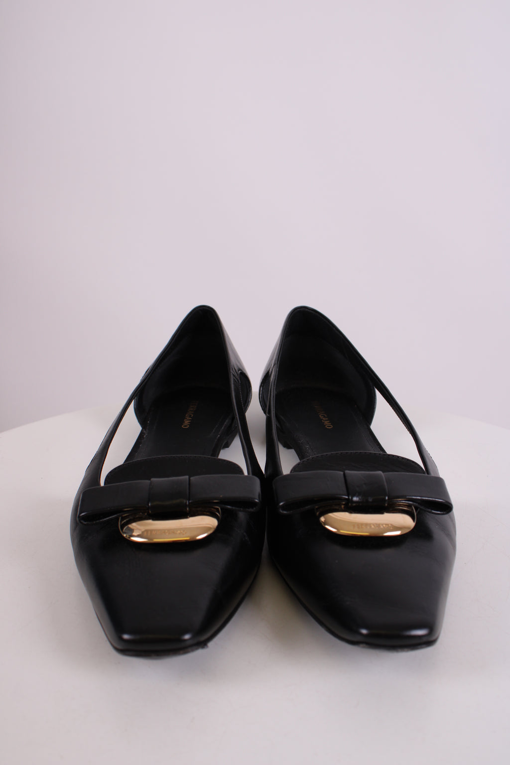 Ferragamo Cut Out Bow Flats Black 4