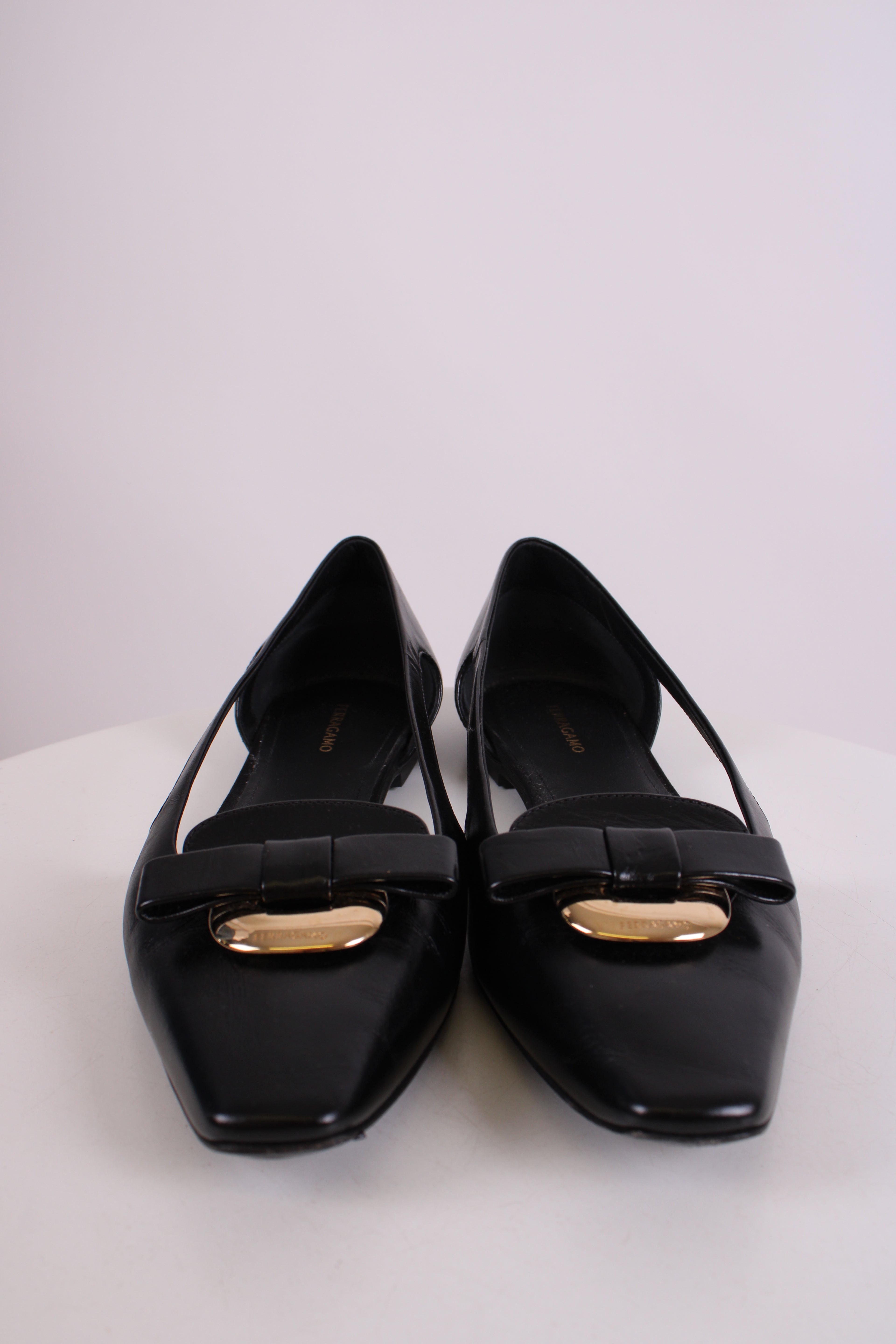 Ferragamo Cut Out Bow Flats Black 4