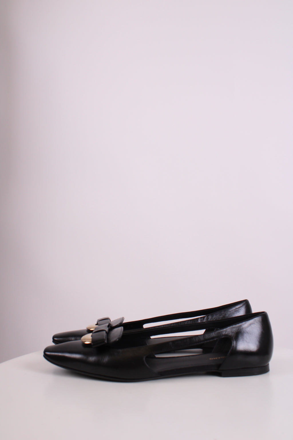 Ferragamo Cut Out Bow Flats Black 4