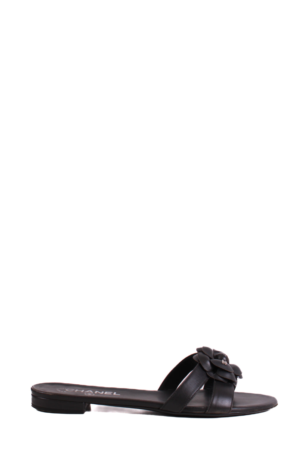 Chanel CC Camellia Sandals Black 38.5