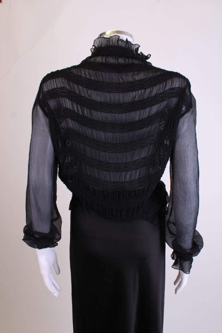 Alessandro Dell Acqua L/S Sheer Ruched Blouse Black M