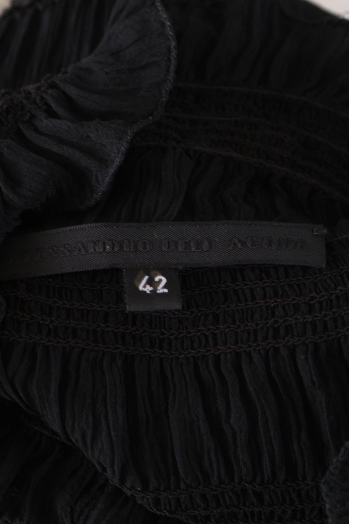 Alessandro Dell Acqua L/S Sheer Ruched Blouse Black M