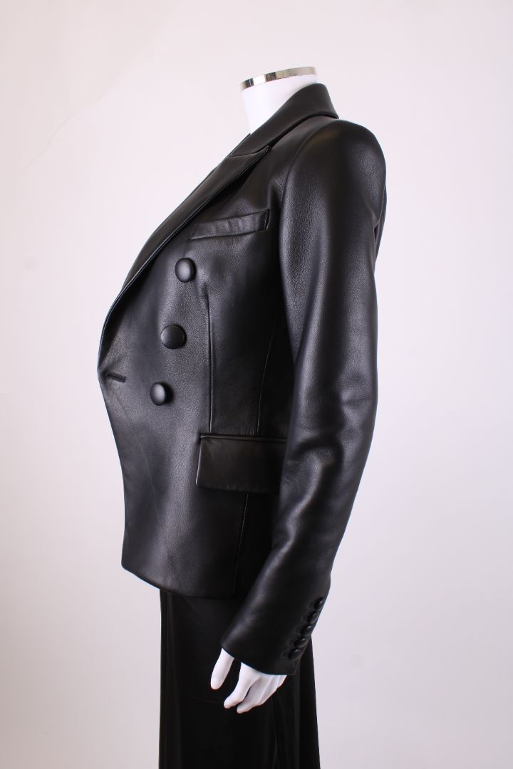 Balmain Leather Blazer Jacket Black 6