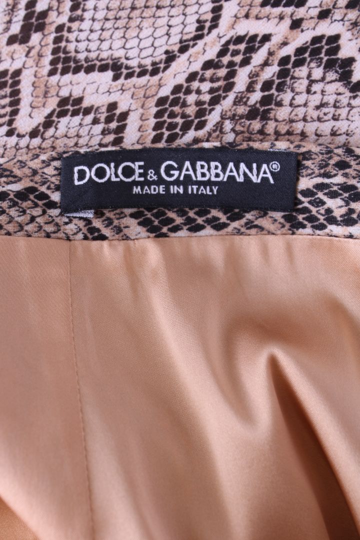 Dolce & Gabbana Snake Print Skirt Beige/ Brown S