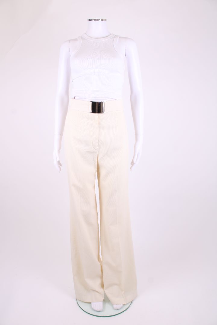 Emporio Armani Belted Trousers Cream 8