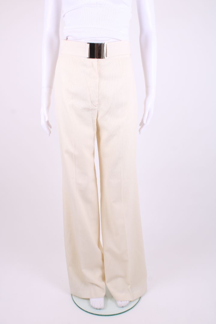 Emporio Armani Belted Trousers Cream 8