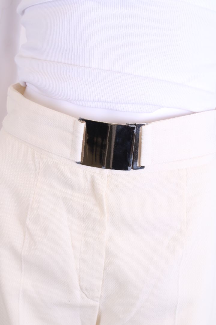 Emporio Armani Belted Trousers Cream 8