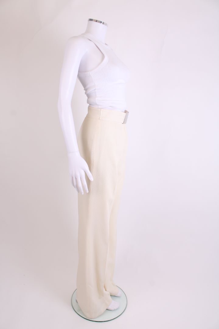 Emporio Armani Belted Trousers Cream 8
