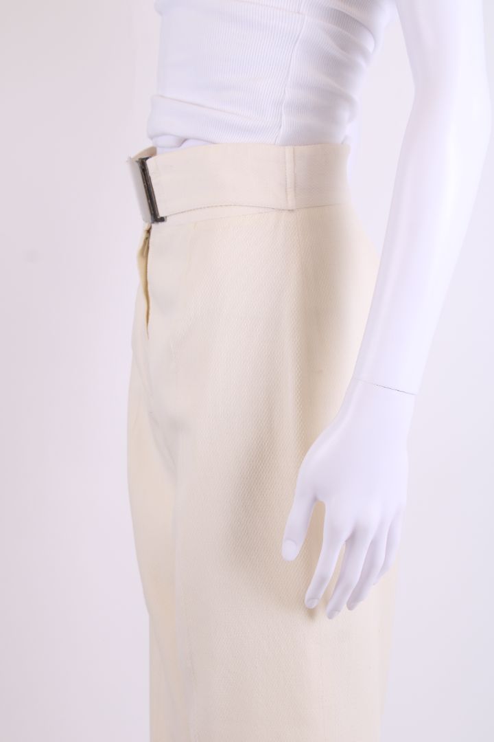 Emporio Armani Belted Trousers Cream 8