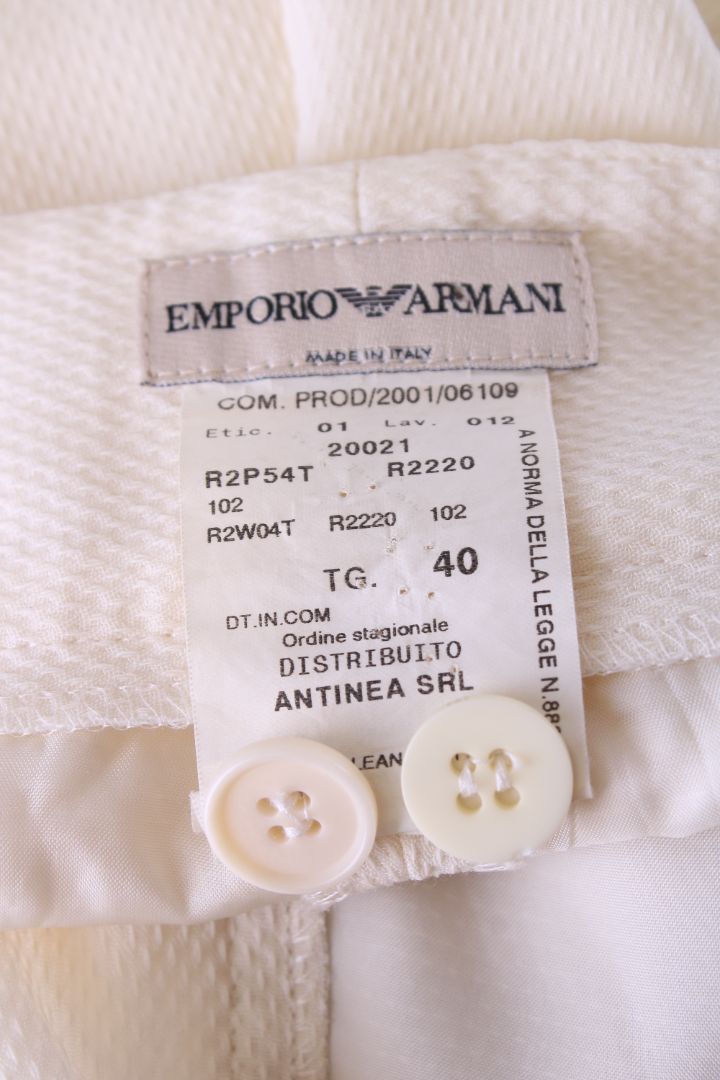 Emporio Armani Belted Trousers Cream 8